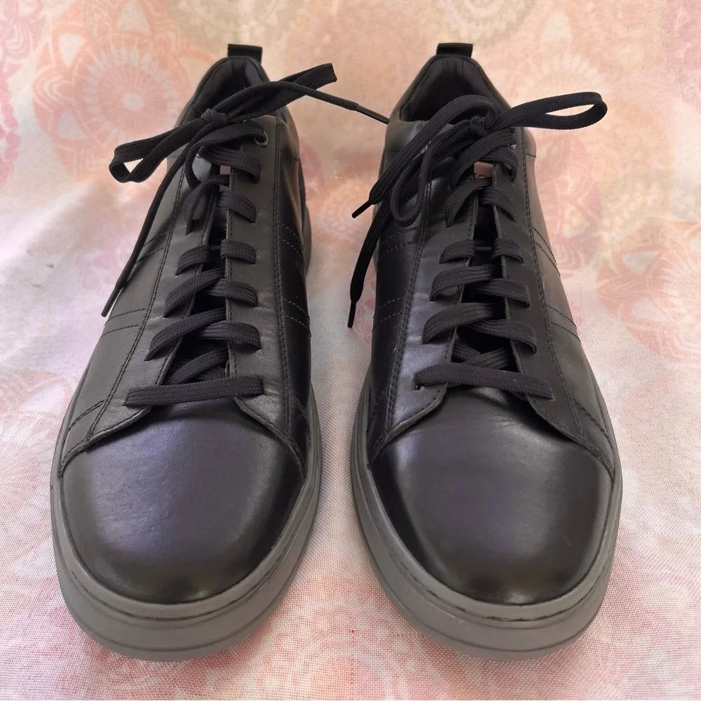 Geox Respira Low Top Leather Black Grey Size 12.5 Sneakers Lace Up EUC Men’s